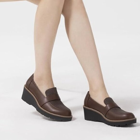 Athlefit Platform Penny Loafers Casual Comfort Slip on Business Work Dress 9.5 - Picture 3 of 8